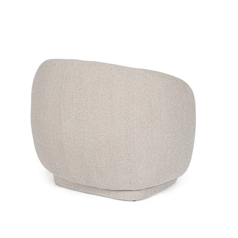Poltrona Girevole Imbottita in Tessuto Bouclé Naturale - BRITTANY