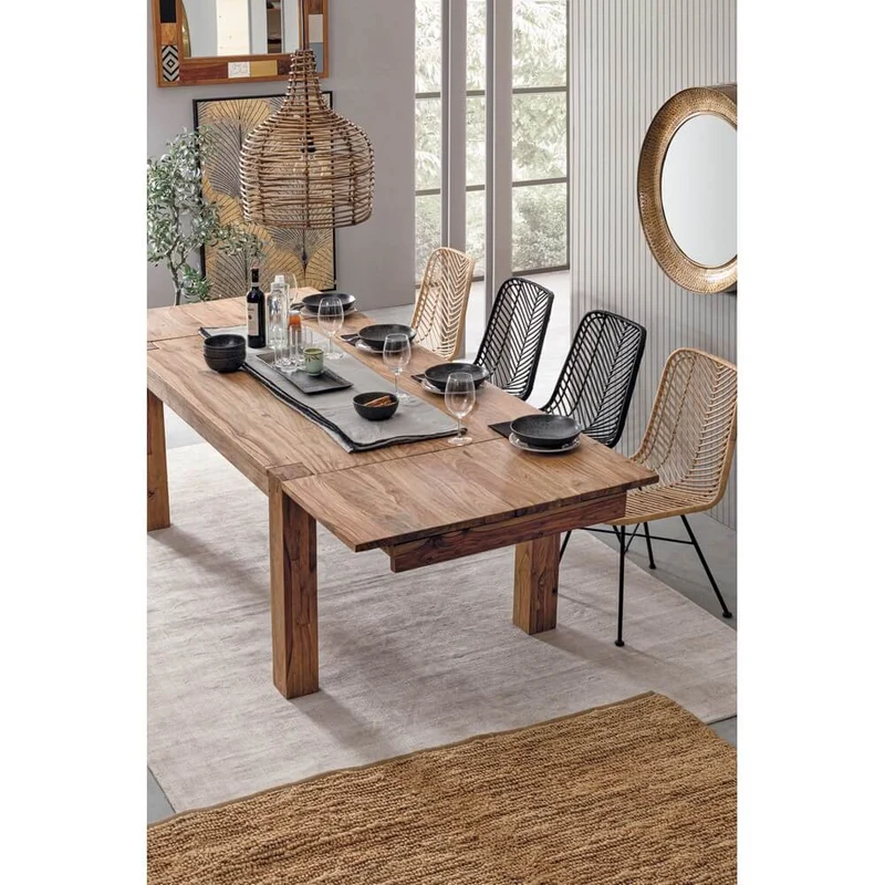 Tavolo allungabile in legno sheesham naturale 160-260x100 cm - SASHA