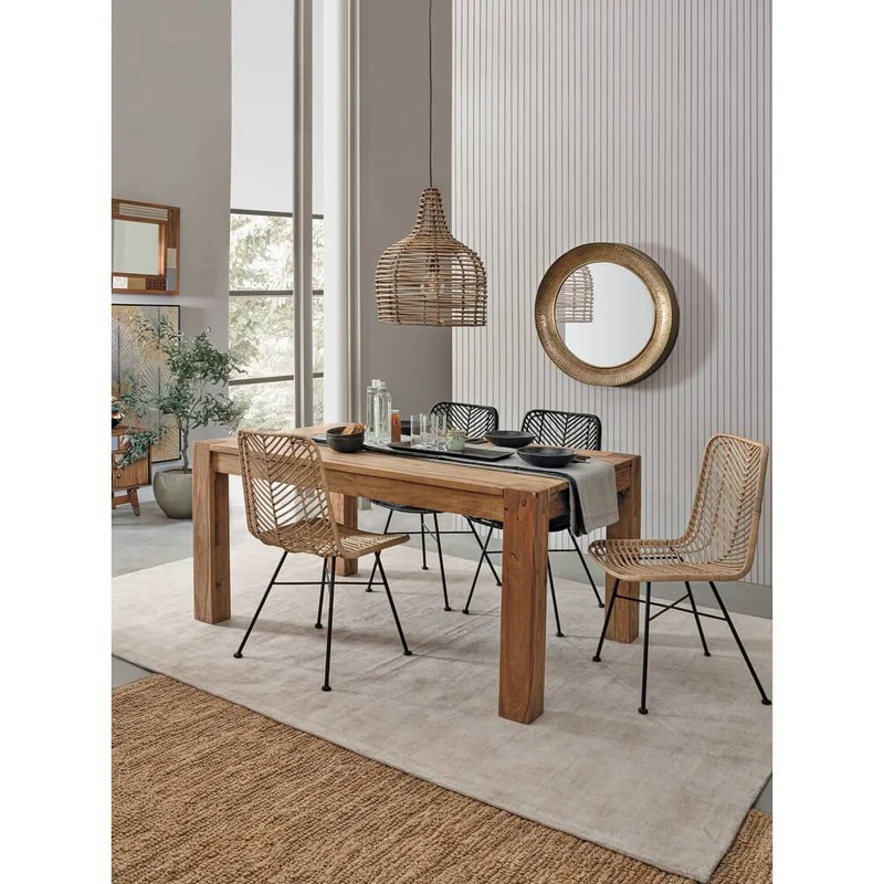 Tavolo allungabile in legno sheesham naturale 160-260x100 cm - SASHA