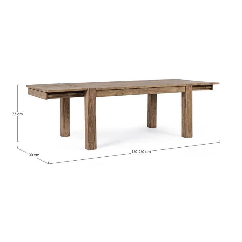 Tavolo allungabile in legno sheesham naturale 160-260x100 cm - SASHA