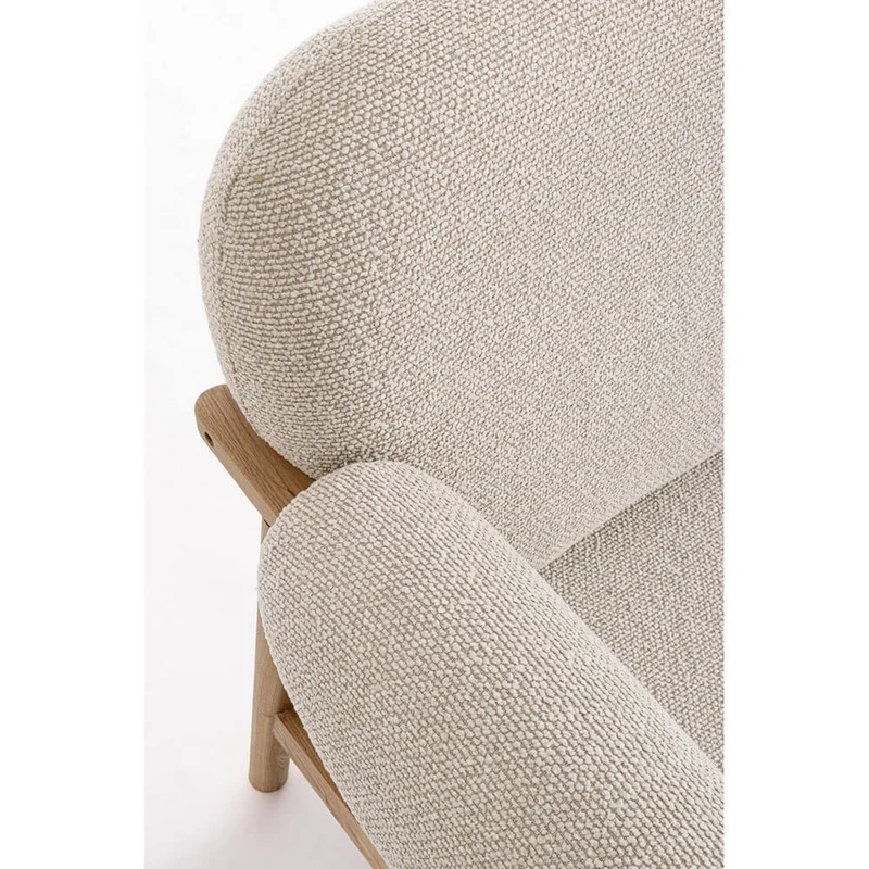 Divano 2 Posti in Tessuto Beige con Struttura in Legno - CALISTA