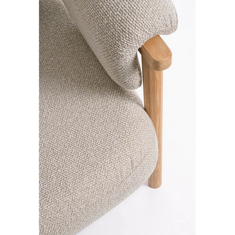 Divano 2 Posti in Tessuto Beige con Struttura in Legno - CALISTA