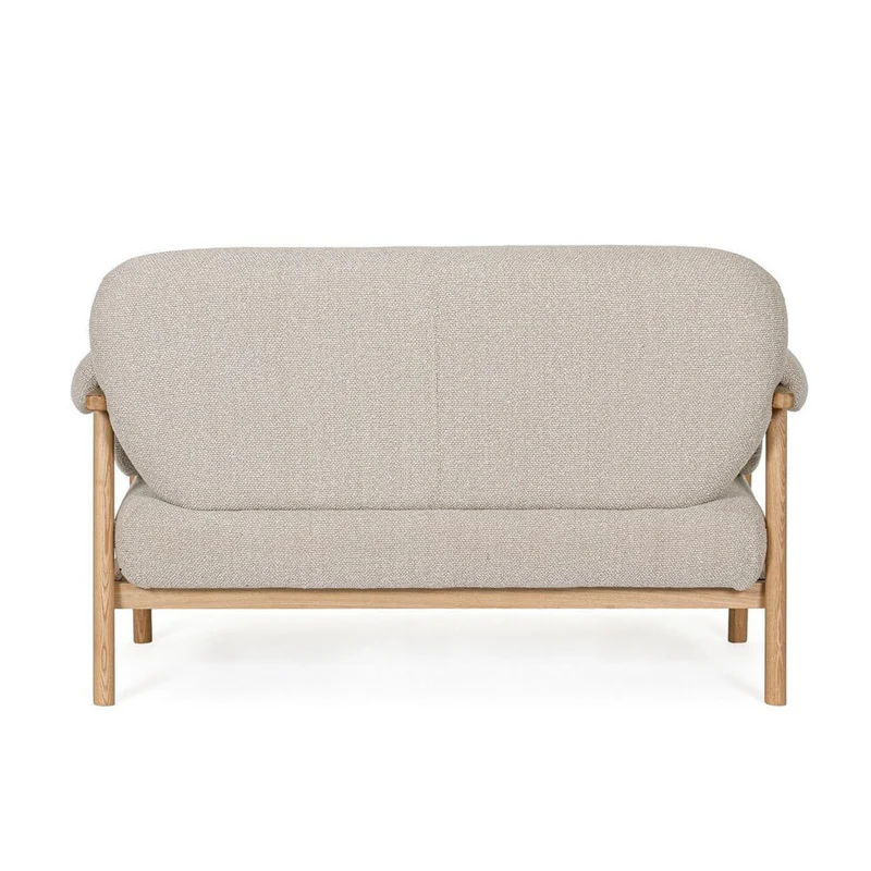 Divano 2 Posti in Tessuto Beige con Struttura in Legno - CALISTA