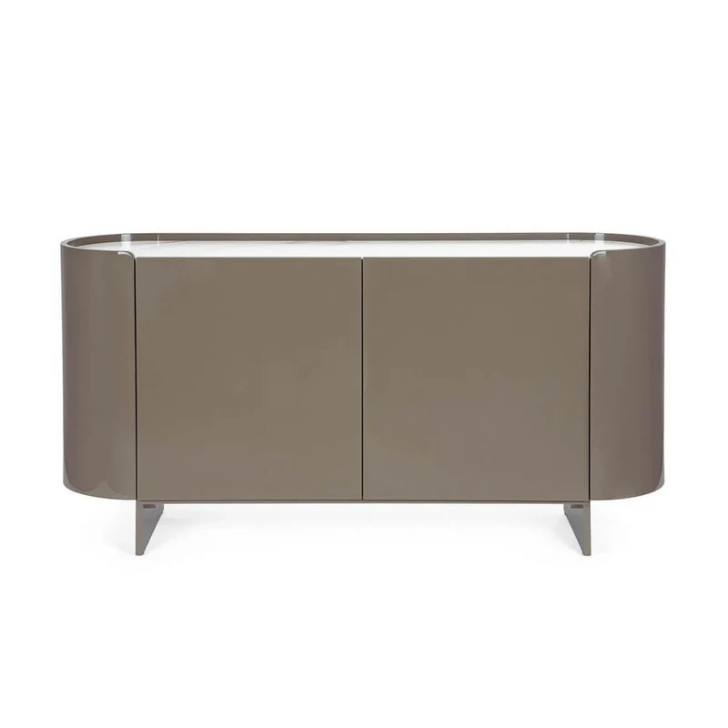 Credenza 2 Ante Laccata Lucida con Piano in Pietra Sinterizzata - OTILIA