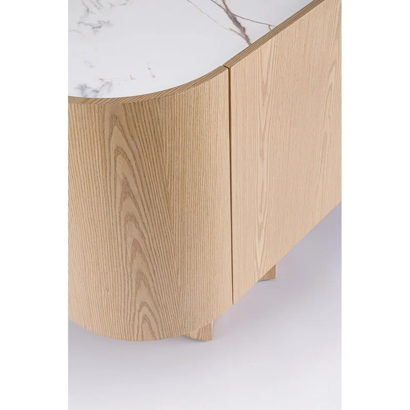 Credenza 2 Ante Laccata Lucida con Piano in Pietra Sinterizzata - OTILIA
