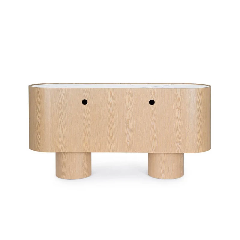 Credenza 2 Ante Laccata Lucida con Piano in Pietra Sinterizzata - OTILIA