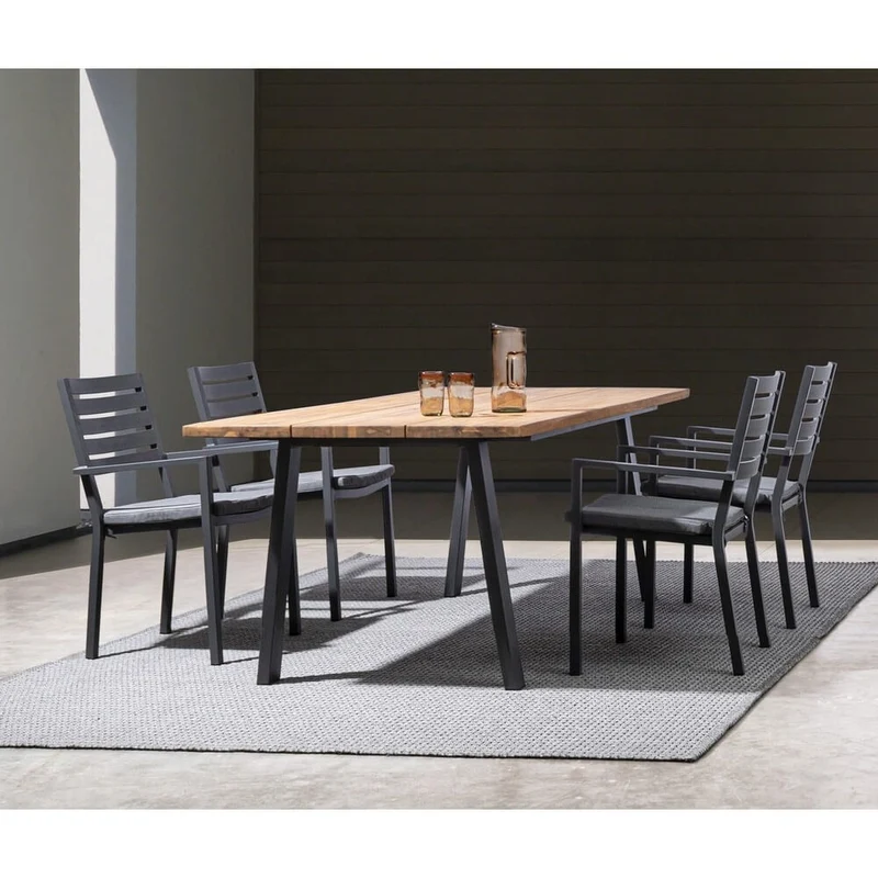 Tavolo da Pranzo in Legno di Acacia e Acciaio 160x90 cm - NORDIC