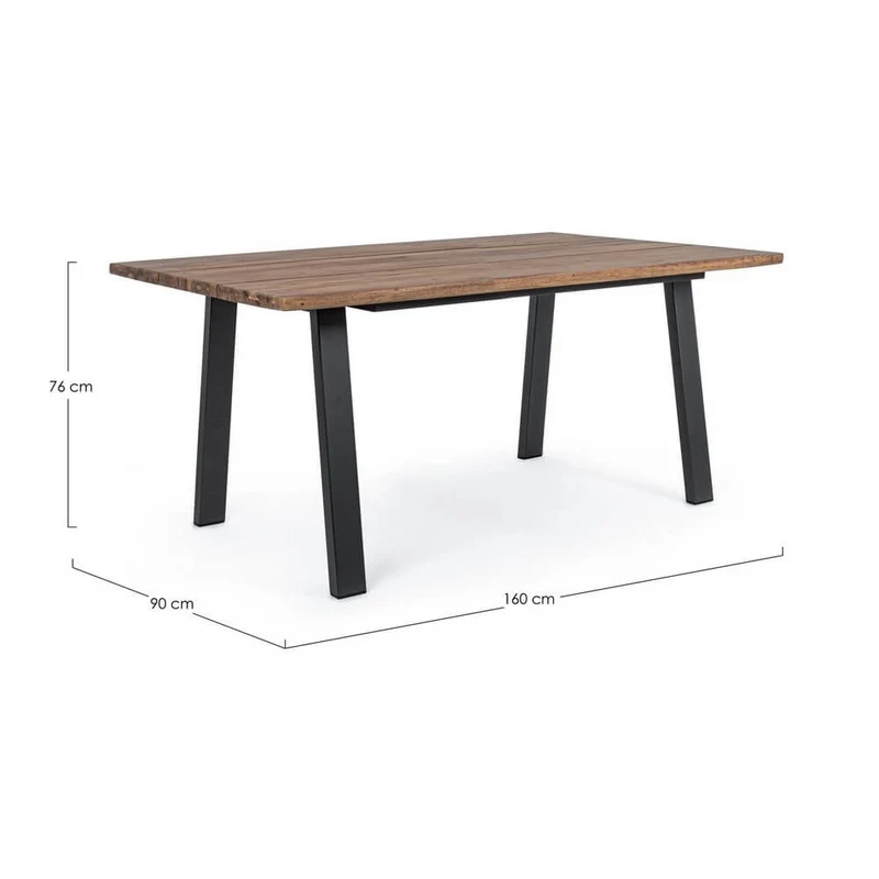 Tavolo da Pranzo in Legno di Acacia e Acciaio 160x90 cm - NORDIC