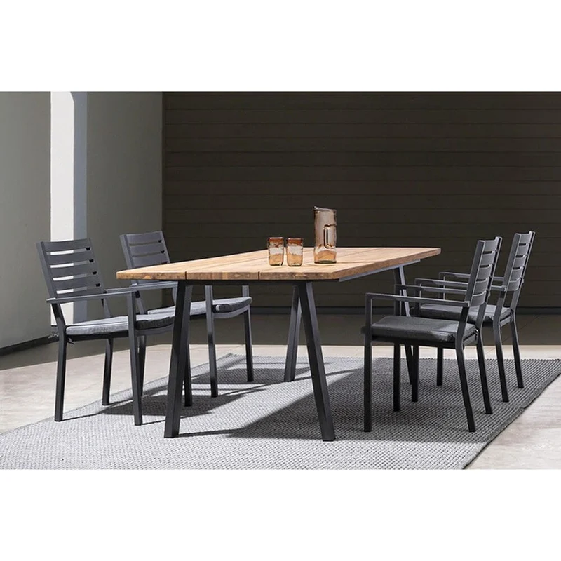 Tavolo da Pranzo in Legno di Acacia e Acciaio 160x90 cm - NORDIC
