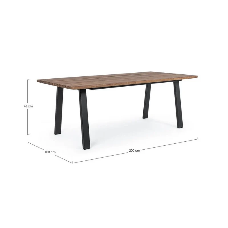 Tavolo da Pranzo in Legno di Acacia e Acciaio 160x90 cm - NORDIC
