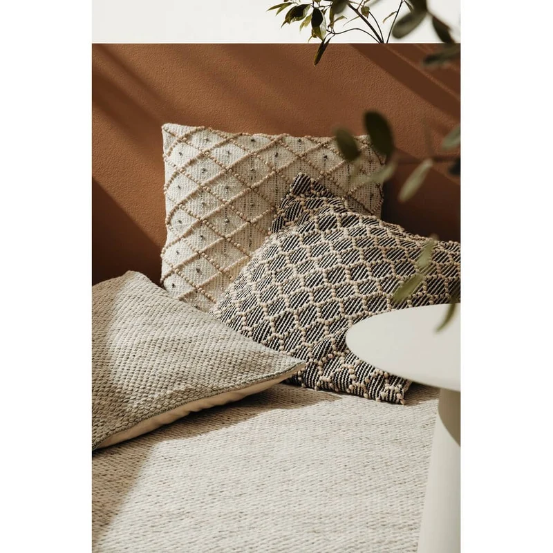 Cuscino da Pavimento in Tessuto Riciclato 80x80 cm Nero Naturale - DHAWAN