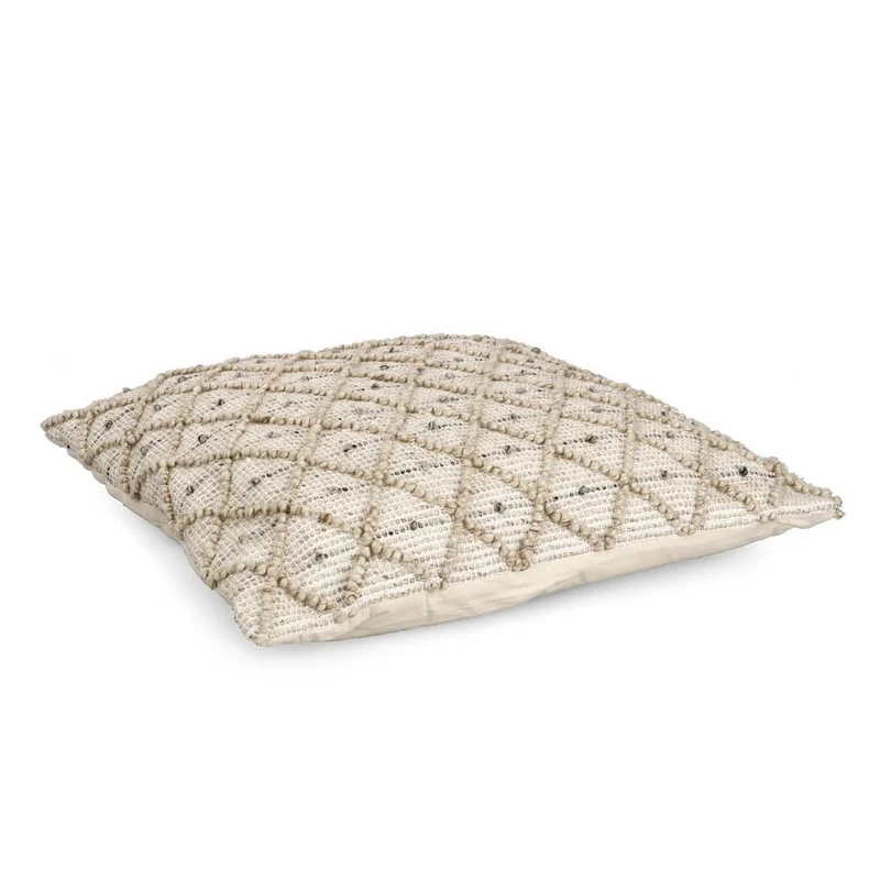 Cuscino da Pavimento in Tessuto Riciclato 80x80 cm Bianco Naturale - CHANDER