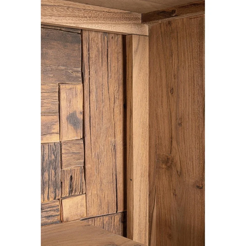 Credenza Alta 2 Ante 2 Cassetti in Legno di Acacia con Gambe in Acciaio - MANGAL