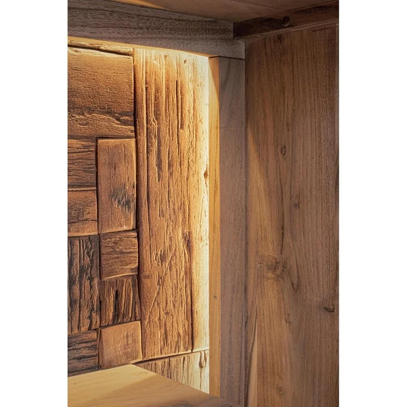 Credenza Alta 2 Ante 2 Cassetti in Legno di Acacia con Gambe in Acciaio - MANGAL