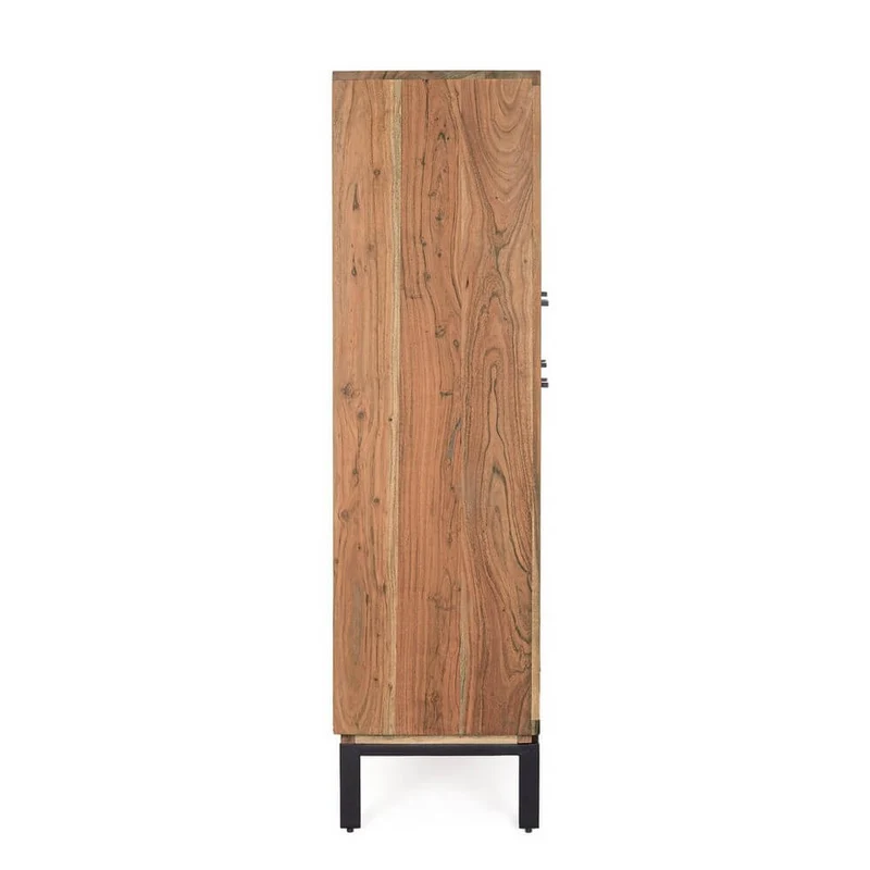 Credenza Alta 2 Ante 2 Cassetti in Legno di Acacia con Gambe in Acciaio - MANGAL
