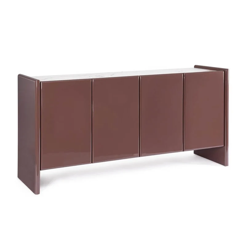 Credenza 4 Ante Laccata con Piano in Pietra Sinterizzata - OTILIA