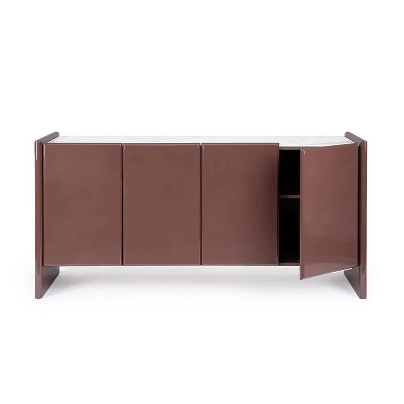 Credenza 4 Ante Laccata con Piano in Pietra Sinterizzata - OTILIA
