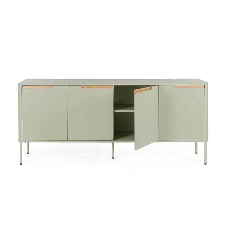 Credenza 4 Ante con Gambe in Acciaio e Finitura Laccata Opaca - NATHAN