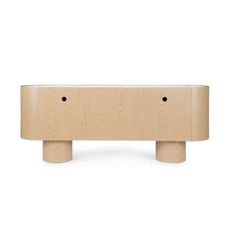 Credenza 3 Ante in Legno di Quercia con Piano in Pietra Sinterizzata - OTILIA