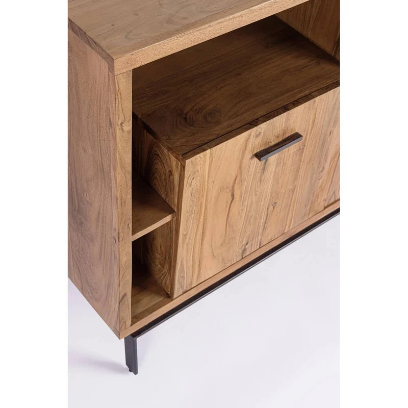 Credenza 3 Ante in Legno di Acacia con Gambe in Acciaio - MANGAL