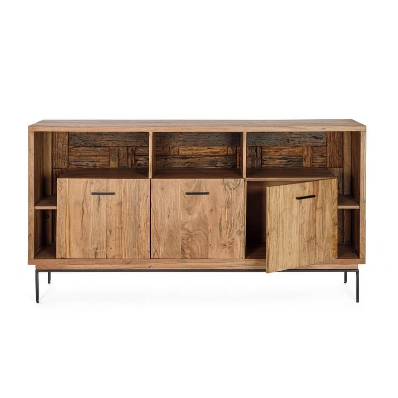Credenza 3 Ante in Legno di Acacia con Gambe in Acciaio - MANGAL