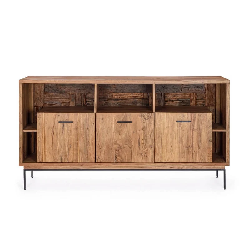 Credenza 3 Ante in Legno di Acacia con Gambe in Acciaio - MANGAL