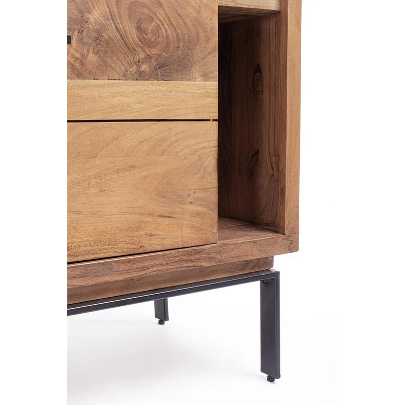 Credenza in Legno di Acacia 2 Ante e 2 Cassetti con Gambe in Acciaio - MANGAL