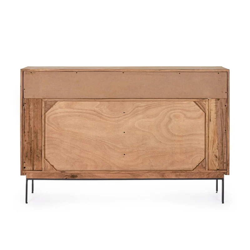 Credenza in Legno di Acacia 2 Ante e 2 Cassetti con Gambe in Acciaio - MANGAL