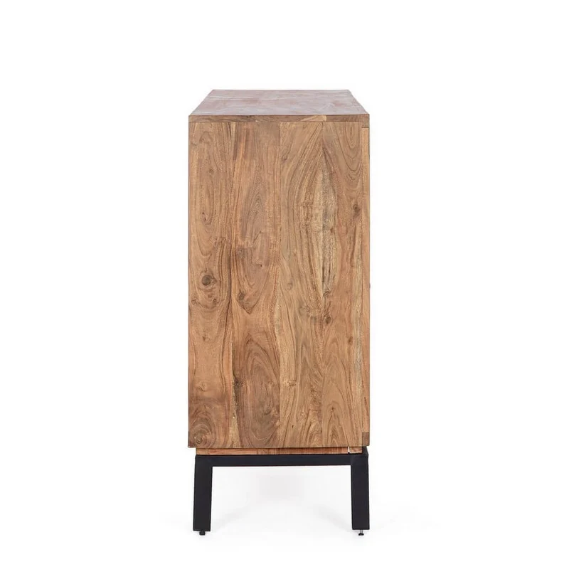 Credenza in Legno di Acacia 2 Ante e 2 Cassetti con Gambe in Acciaio - MANGAL