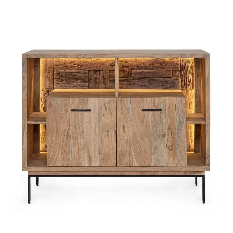 Credenza 2 Ante in Legno di Acacia con Gambe in Acciaio - MANGAL
