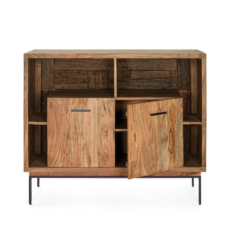 Credenza 2 Ante in Legno di Acacia con Gambe in Acciaio - MANGAL