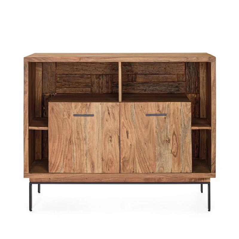 Credenza 2 Ante in Legno di Acacia con Gambe in Acciaio - MANGAL
