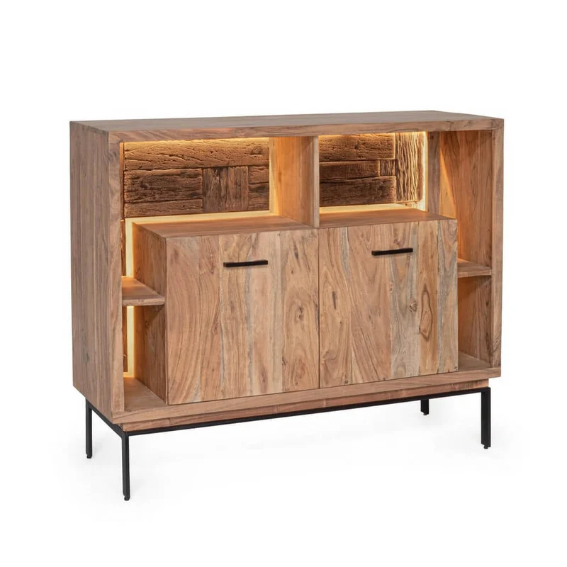 Credenza 2 Ante in Legno di Acacia con Gambe in Acciaio - MANGAL