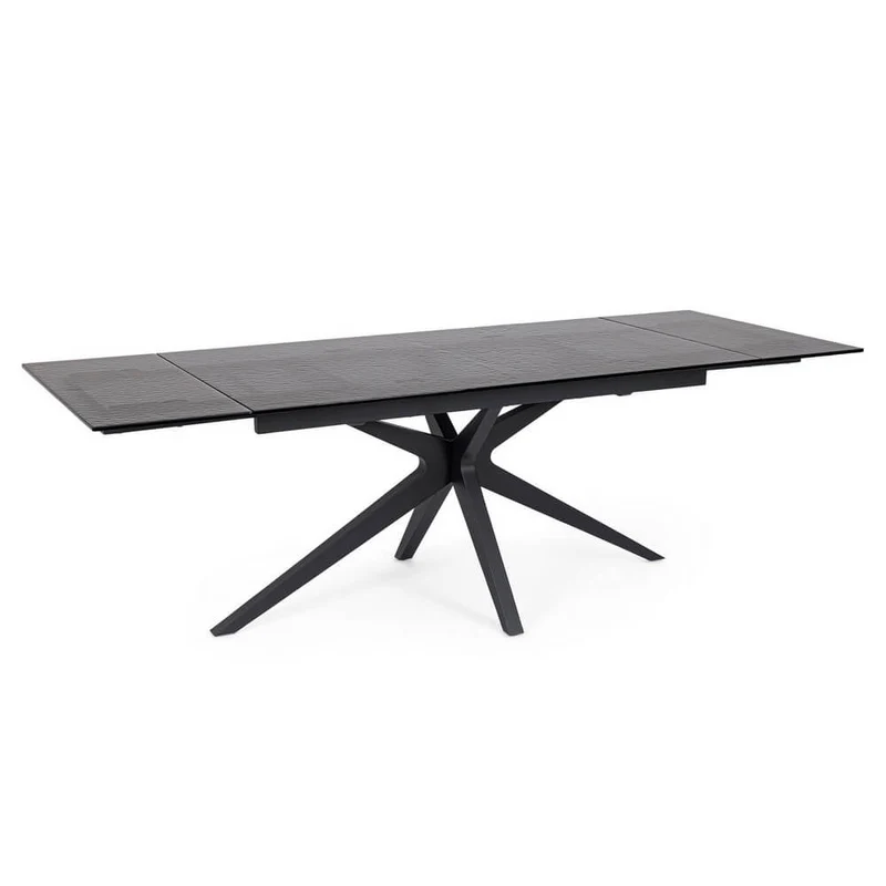 Tavolo da Pranzo Allungabile 160-240 cm Piano in Vetro Base Acciaio - AIRA