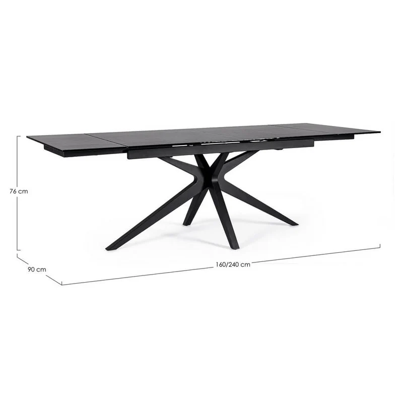 Tavolo da Pranzo Allungabile 160-240 cm Piano in Vetro Base Acciaio - AIRA