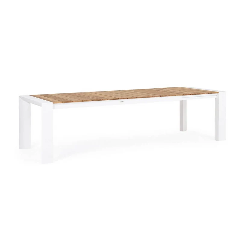 Tavolo da Giardino Allungabile in Alluminio e Teak 228/294x100 cm - CAMERON