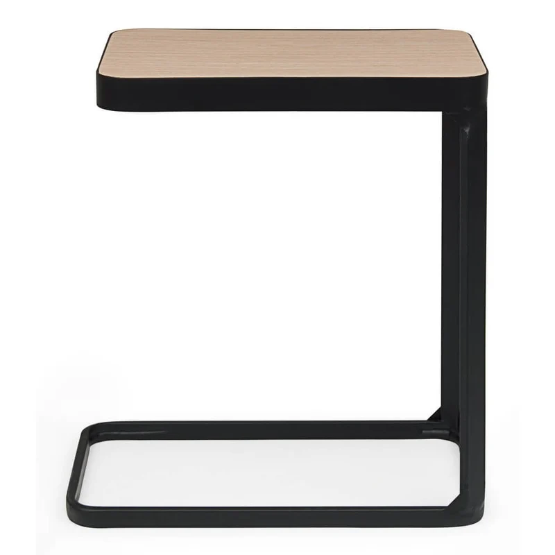 Set di 2 Tavolini Laterali in Acciaio con Piano in Legno Abete - REGAL