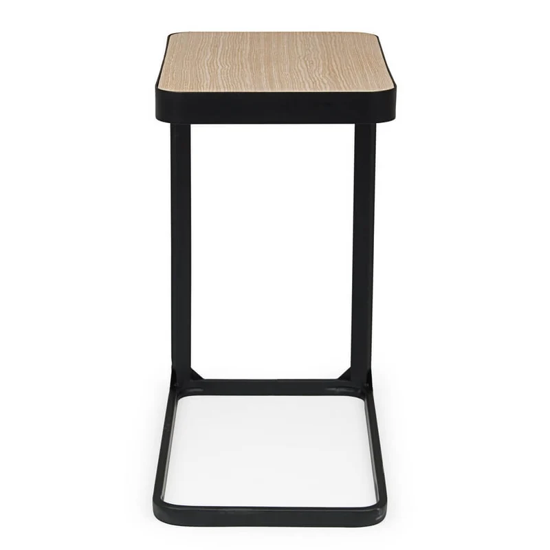 Set di 2 Tavolini Laterali in Acciaio con Piano in Legno Abete - REGAL