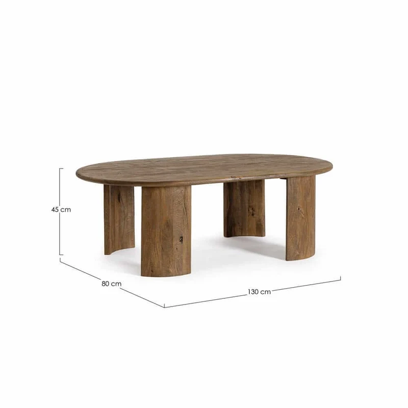 Tavolino da salotto ovale in legno di mango naturale - PHOENIX