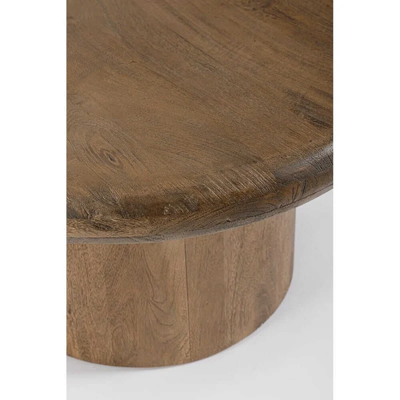 Tavolino da Salotto Rotondo in Legno di Mango Naturale - PHOENIX