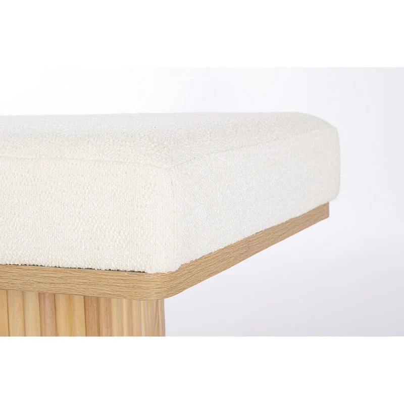 Panca Imbottita in Tessuto Bouclé con Gambe in Legno di Pino - RYAN