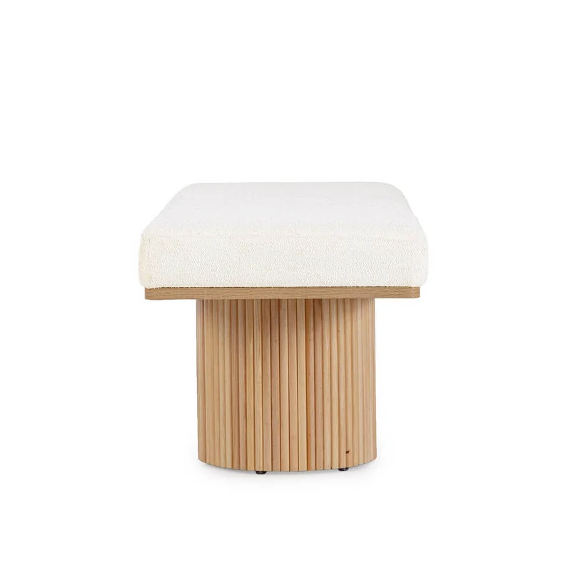 Panca Imbottita in Tessuto Bouclé con Gambe in Legno di Pino - RYAN
