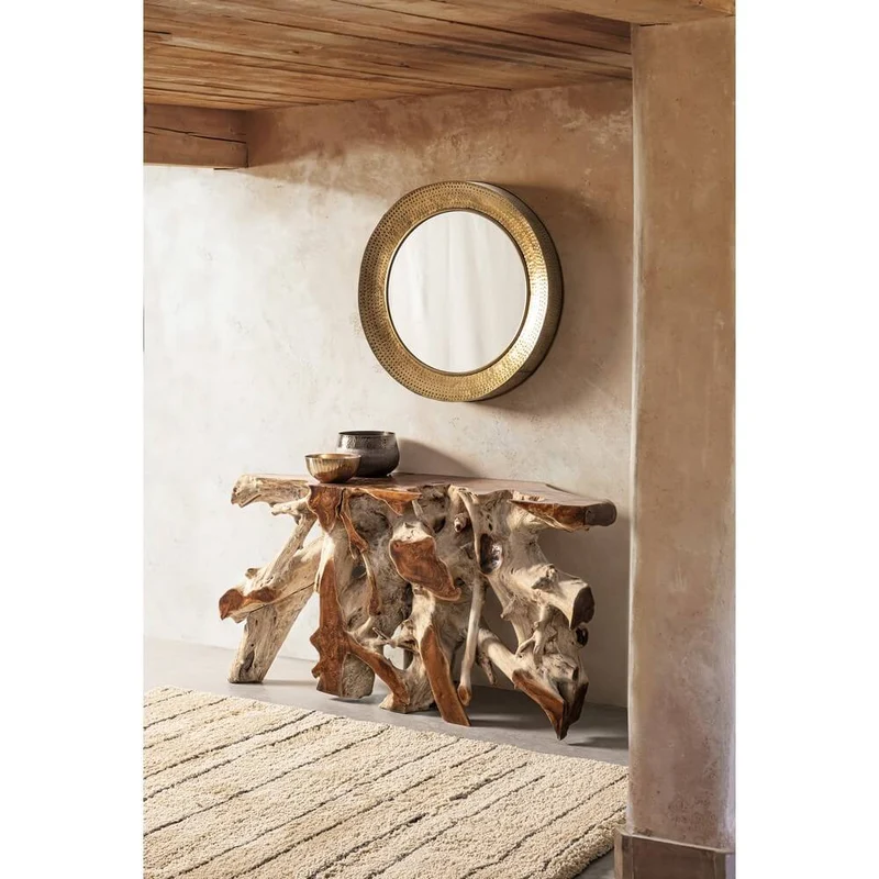 Consolle in Radici di Teak Naturale Fatta a Mano 150x45 - ROSE