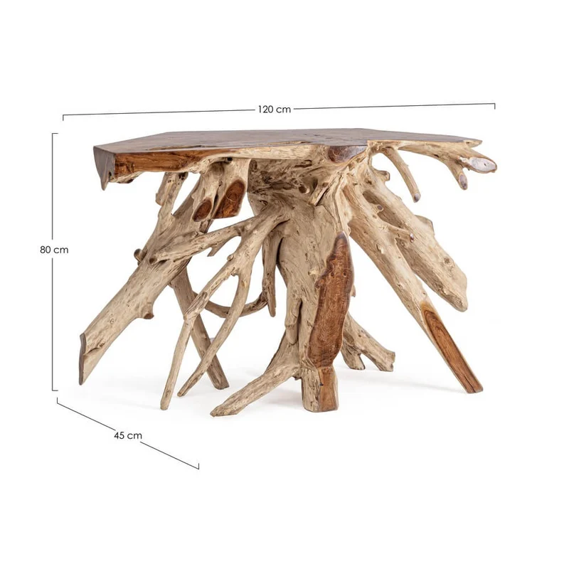 Consolle in Radici di Teak Naturale Artigianale 120x45 cm - ROSE