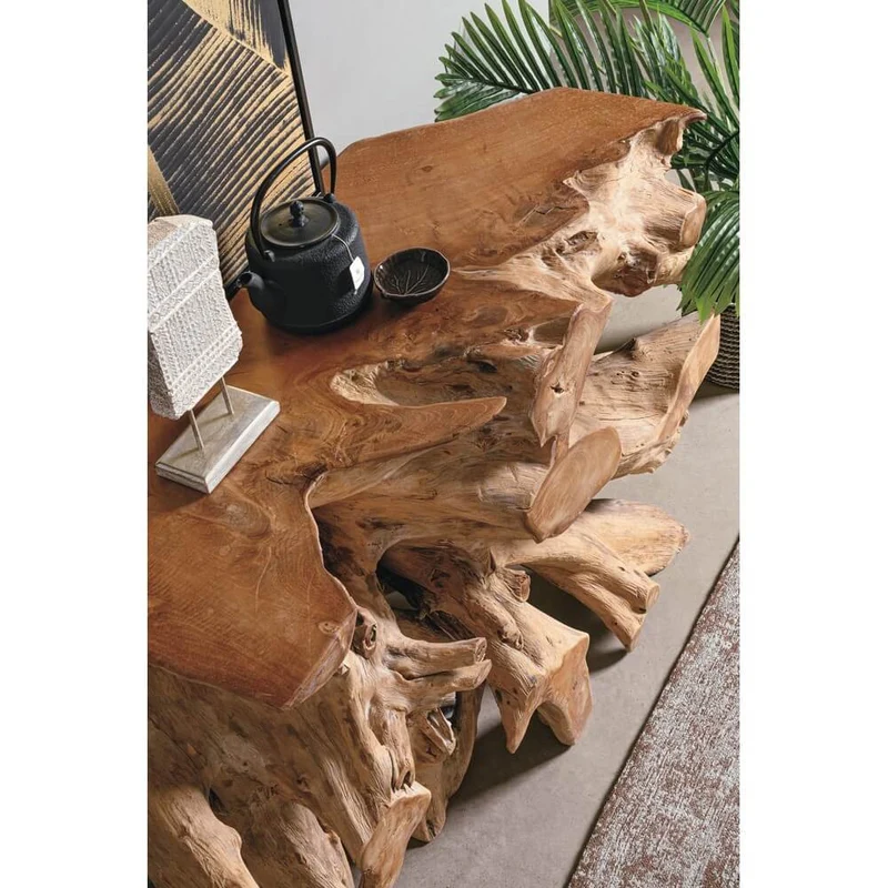 Consolle in Radici di Teak Naturale Artigianale 120x40 cm - ROSE