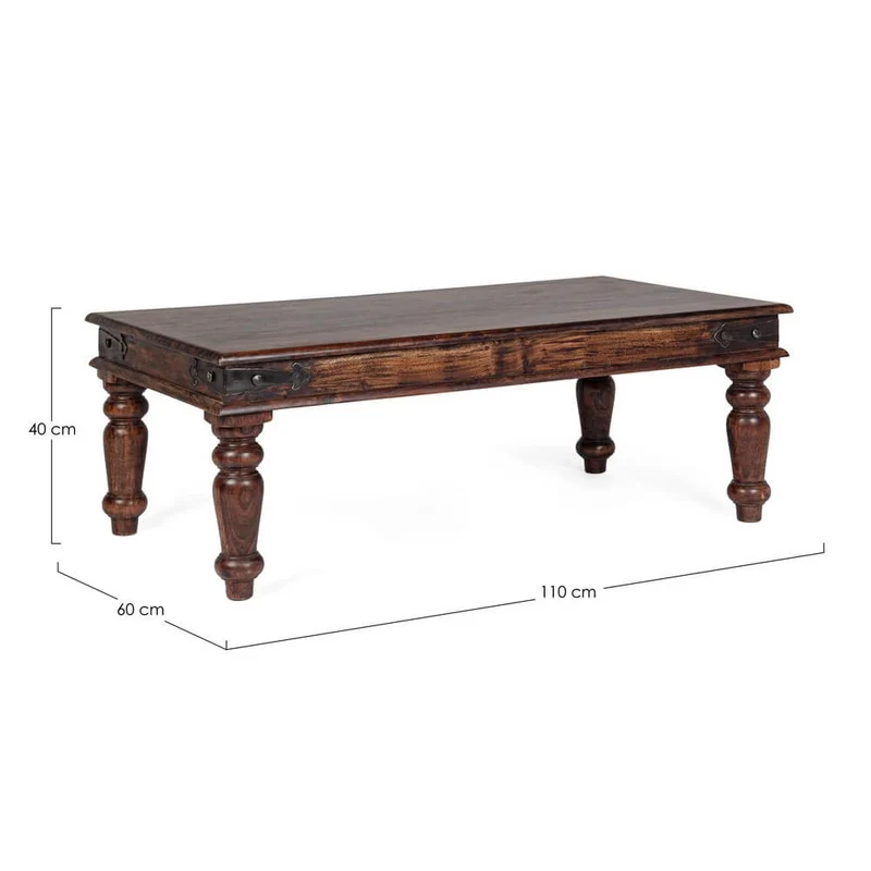 Tavolino da Salotto in Legno Massello di Acacia Stile Etnico - OASIS