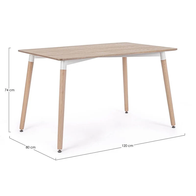 Tavolo da pranzo in legno di faggio piano effetto legno 120x80 - NOVA