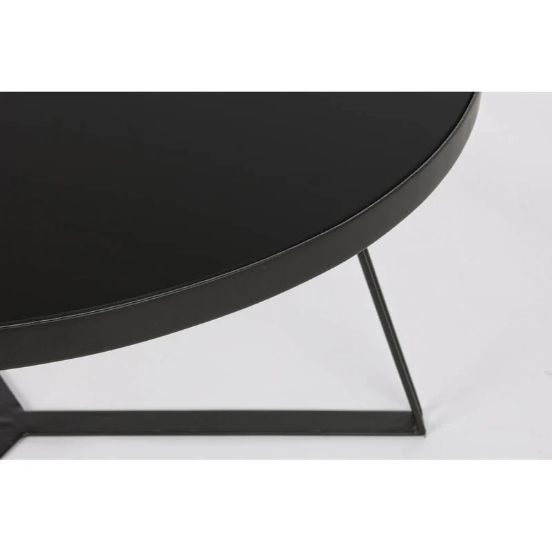 Tavolino rotondo in vetro temperato con base in acciaio nero - MIRIAM