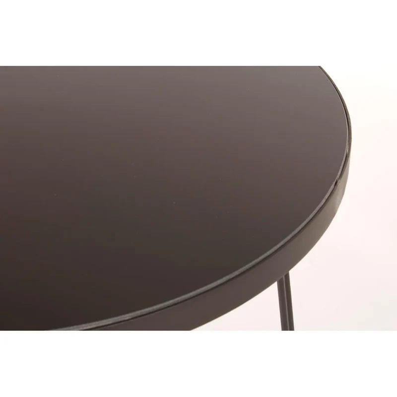 Tavolino rotondo in vetro e acciaio verniciato nero D50 - MIRIAM