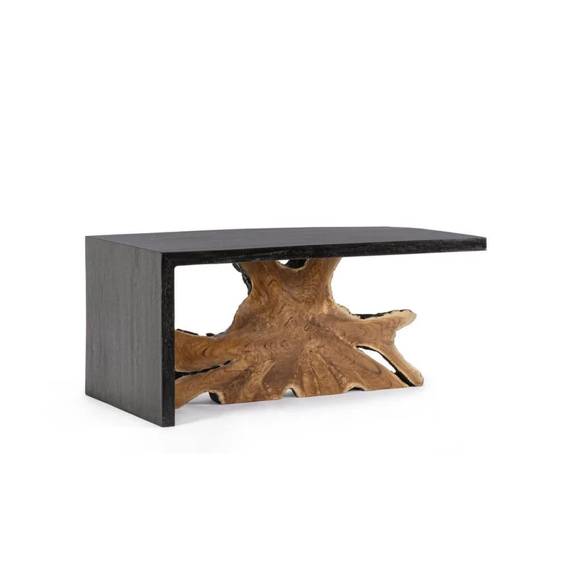 Tavolino da Salotto in Radici di Teak e Legno Suar Nero - MIA